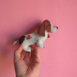Felted Basset Hound Replica, Custom Dog Figurine - thumbnail 2