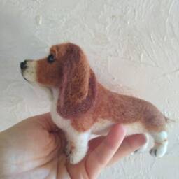 Felted Basset Hound Replica, Custom Dog Figurine - thumbnail 4