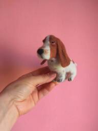 Felted Basset Hound Replica, Custom Dog Figurine