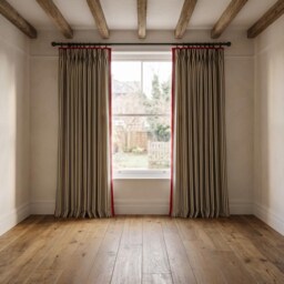 Bespoke Cotton Ticking Stripe Pair Of Curtains - Linen Contrast Border, Triple Pinch Pleat Heading - thumbnail 2