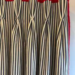 Bespoke Cotton Ticking Stripe Pair Of Curtains - Linen Contrast Border, Triple Pinch Pleat Heading - thumbnail 3