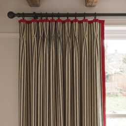 Bespoke Cotton Ticking Stripe Pair Of Curtains - Linen Contrast Border, Triple Pinch Pleat Heading - thumbnail 1