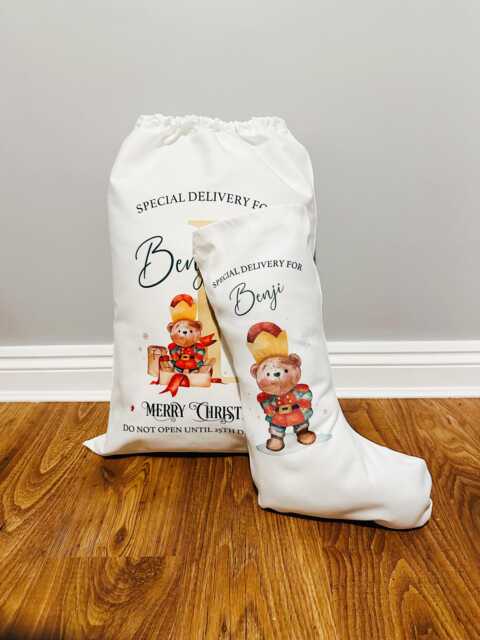 Personalised Nutcracker Christmas Sack Or Stocking, Initial Letter - image 1