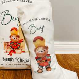 Personalised Nutcracker Christmas Sack Or Stocking, Initial Letter - thumbnail 3