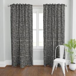 Midcentury Mod Curtain Panel - Bold Eclectic Monochrome Retro Custom Linked Pebbles Black Cream By Mapmapart - thumbnail 2