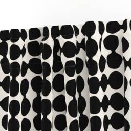 Midcentury Mod Curtain Panel - Bold Eclectic Monochrome Retro Custom Linked Pebbles Black Cream By Mapmapart - thumbnail 3