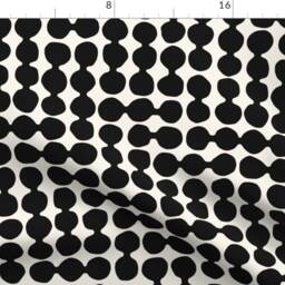 Midcentury Mod Curtain Panel - Bold Eclectic Monochrome Retro Custom Linked Pebbles Black Cream By Mapmapart - thumbnail 4