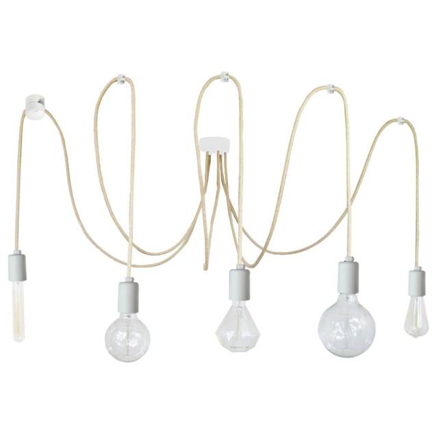 Spider 5 Hanging Pendant Lamp White Or Black Multicolor Cable E27 Modern Style + Free Shipping - image 1