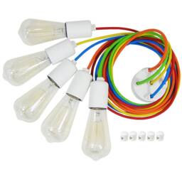 Spider 5 Hanging Pendant Lamp White Or Black Multicolor Cable E27 Modern Style + Free Shipping - thumbnail 3