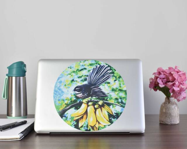 Fantail in K??whai Small Dot Wall Decal By Ira Mitchell - image 1