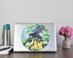 Fantail in K??whai Small Dot Wall Decal By Ira Mitchell - thumbnail 1