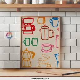 Coffee Wall Art Prints - Set Of 3 - Colorful Kitchen Retro Decor Gallery Lover Gifts Artwork - thumbnail 3