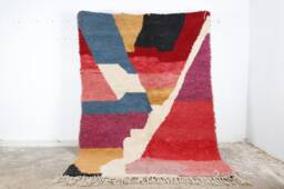 Handmade Abstract Boujad Wool Rug Authentic Moroccan Berber Carpet - thumbnail 1