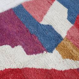 Handmade Abstract Boujad Wool Rug Authentic Moroccan Berber Carpet - thumbnail 4