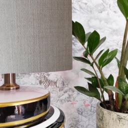 Extra Tall Drum Lampshade in Feather Grey Linen, 50cm Height - thumbnail 2