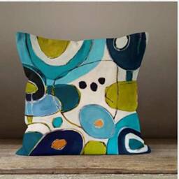 Abstract Green Blue Cushion Cover/Modern Pillow Cover/Pop Art Cover/Boho Design Decorative Cushions Case/Housewarming Gift - thumbnail 4