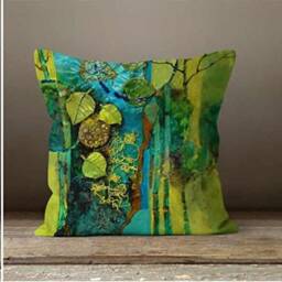 Abstract Green Blue Cushion Cover/Modern Pillow Cover/Pop Art Cover/Boho Design Decorative Cushions Case/Housewarming Gift - thumbnail 2