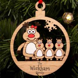 Single Mother Christmas Bauble, Personalised Decorations, Parent, Mum 2 Children, Reindeer Boy Or Girl, Tree Decoration - thumbnail 2