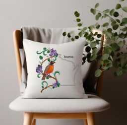 Wisconsin Robin & Wood Violet Medley. Embroidered With Feather Insert - thumbnail 1