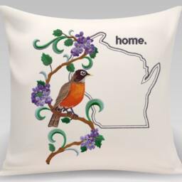 Wisconsin Robin & Wood Violet Medley. Embroidered With Feather Insert - thumbnail 2