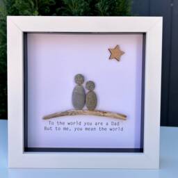 Father's Day Gift - Gift For Dad Personalised Pebble Picture From Daughter Son Pebble Frame Art - thumbnail 2