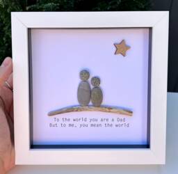 Father's Day Gift - Gift For Dad Personalised Pebble Picture From Daughter Son Pebble Frame Art - thumbnail 1