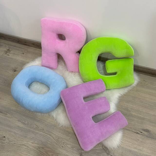 Velour Letter Pillow Personalized Monogram, Kid Room Decor - image 1
