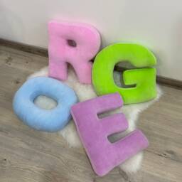 Velour Letter Pillow Personalized Monogram, Kid Room Decor - thumbnail 1