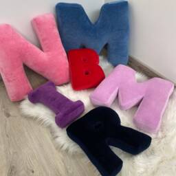 Velour Letter Pillow Personalized Monogram, Kid Room Decor - thumbnail 2