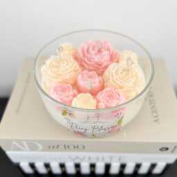 Peony Candle, Hand Poured Soy Candle Peonies With4 Cotton Wicks, Luxury Decorative Centerpiece, Eco Friendly Gift For Her, Housewarming 750G - thumbnail 4