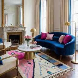 Artistic Moroccan Beni Ourain Wool Rug, Pink Beige Shag Carpet, Tufted Berber Area Rug - thumbnail 3