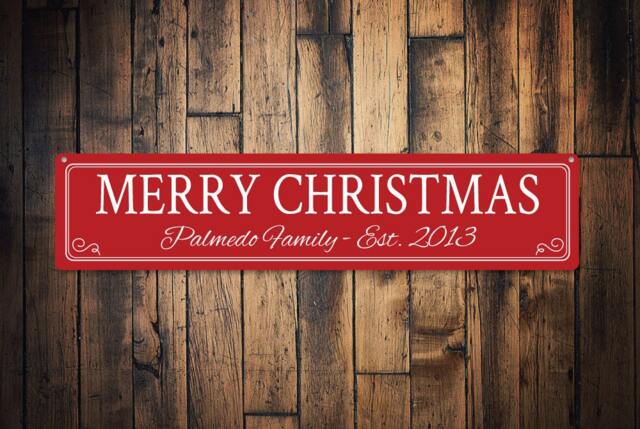 Custom Merry Christmas Sign, Family Name Decor, Est. Date Wall Art, Quality Aluminum Decor - image 1