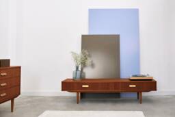 Mid-Century Sideboard, Dresser, Commode, Credenza Made Of Oak Vaneer - Teak Colour Livlo T-L02