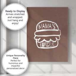 Minimalist Mama Burger Fast Food Typography Illustration Canvas Wall Art Print Decor Picture Ready To Hang - thumbnail 3