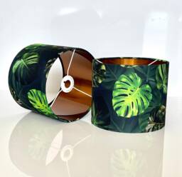 New High Quality Super Luxury Deep Jungle Green Palm Leaf Print Lamp Pendant Light Shade With Copper Lining