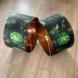 New High Quality Super Luxury Deep Jungle Green Palm Leaf Print Lamp Pendant Light Shade With Copper Lining - thumbnail 3