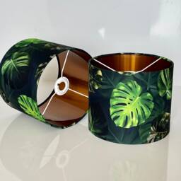 New High Quality Super Luxury Deep Jungle Green Palm Leaf Print Lamp Pendant Light Shade With Copper Lining - thumbnail 2