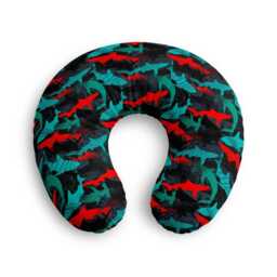 Colorful Shark Pattern Nursing Pillow Cover - Teal Red Print - thumbnail 2