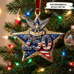 250Th Anniversary Patriotic Star 2D Flat Ornament, 1776-2026 American Eagle Christmas Usa Semiquincentennial Tree Decor - thumbnail 1