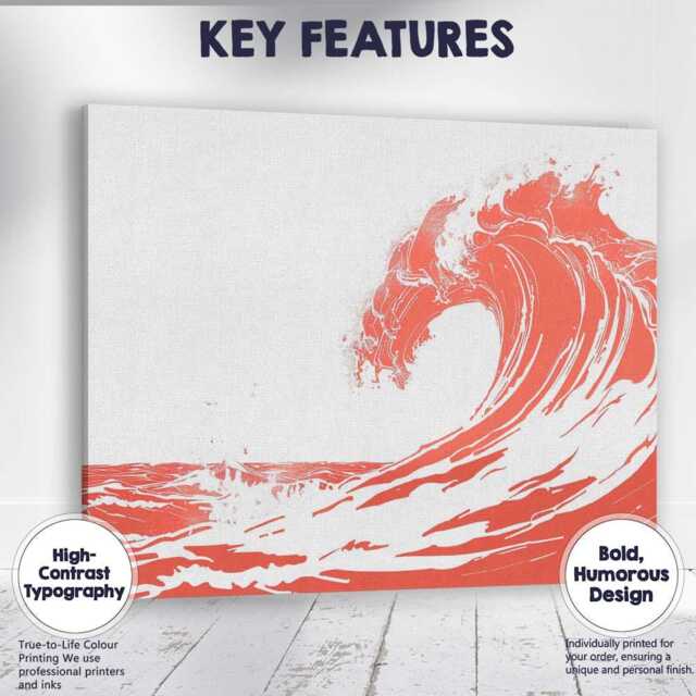 Coral Ocean Wave Minimal Coastal Illustration Canvas Wall Art Print Decor Picture Ready To Hang - image 1