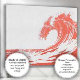 Coral Ocean Wave Minimal Coastal Illustration Canvas Wall Art Print Decor Picture Ready To Hang - thumbnail 3