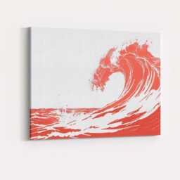 Coral Ocean Wave Minimal Coastal Illustration Canvas Wall Art Print Decor Picture Ready To Hang - thumbnail 4