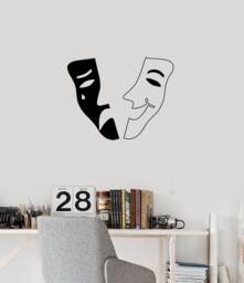 Theatrical Mask Vinyl Wall Decal Theater Home Room Decor Art Stickers Mural - #2769Di - thumbnail 1