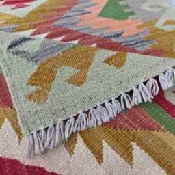 Handmade Afghan Kilim Runner Rug Tribal Wool Hallway Carpet - 486x74 cm - thumbnail 4