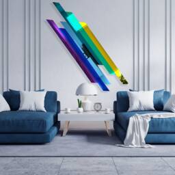 Geometric Mirrored Acrylic Wall Art Retro Modern Home Decor - thumbnail 2