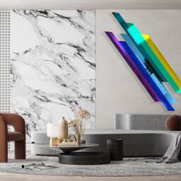 Geometric Mirrored Acrylic Wall Art Retro Modern Home Decor - thumbnail 4