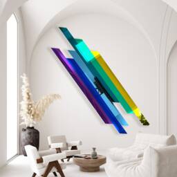 Geometric Mirrored Acrylic Wall Art Retro Modern Home Decor - thumbnail 3