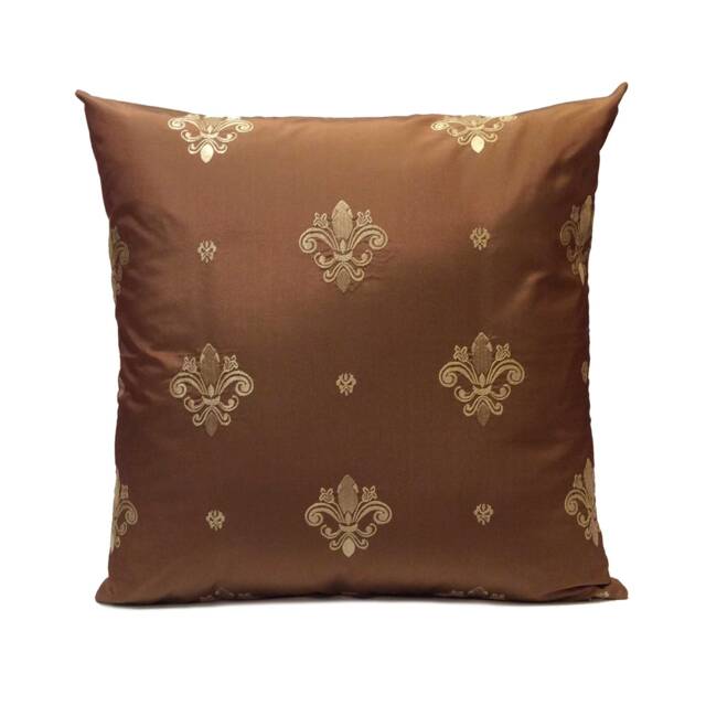 Milk Chocolate Pillow, Throw Pillow Cover, Decorative Cushion Pillowcase, Accent Taffeta Silk, Beige Embroidery - image 1