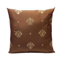 Milk Chocolate Pillow, Throw Pillow Cover, Decorative Cushion Pillowcase, Accent Taffeta Silk, Beige Embroidery - thumbnail 1