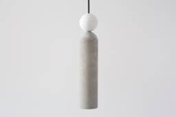 Handmade Concrete Cylinder Pendant Light With Sphere Accent